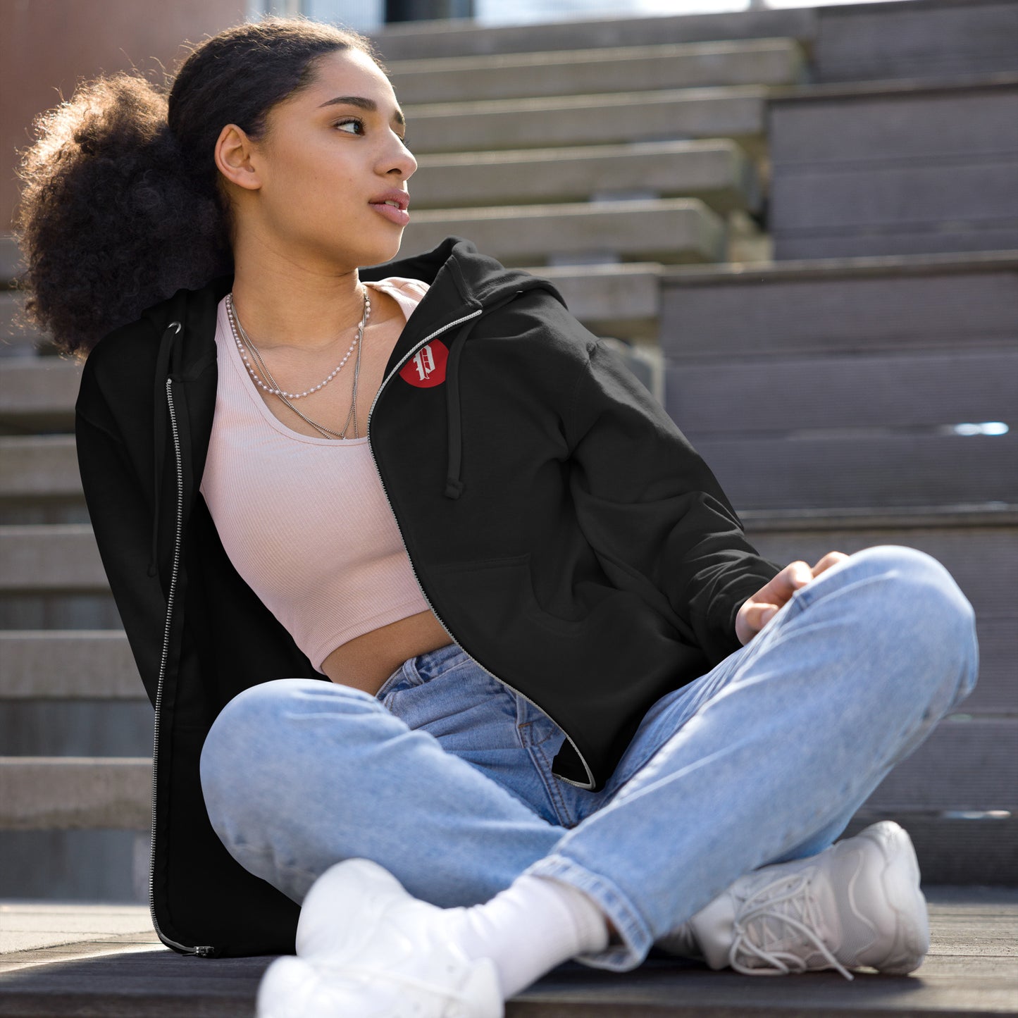 Portland Press Herald Unisex fleece zip up hoodie