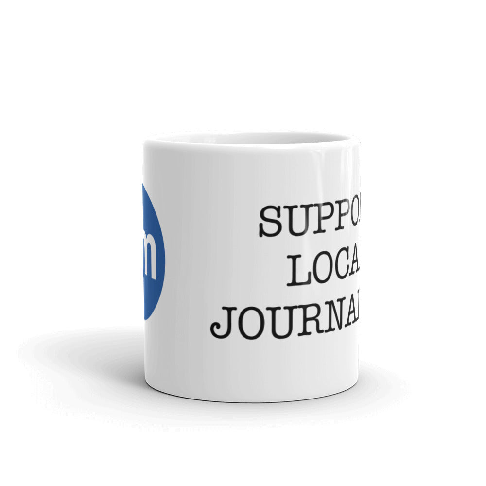 Central Maine "Support Local Journalism" White Glossy Mug