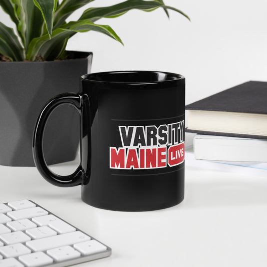 Varsity Maine Live Black Glossy Mug